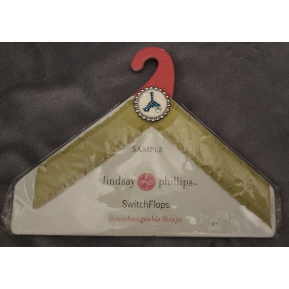 Lindsay Phillips SwitchFlops Interchangeable "Sample" Green Strap/Jeweled Button - Picture 1 of 5